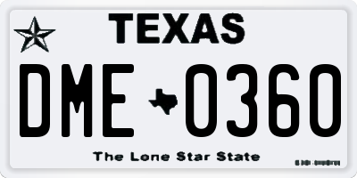 TX license plate DME0360