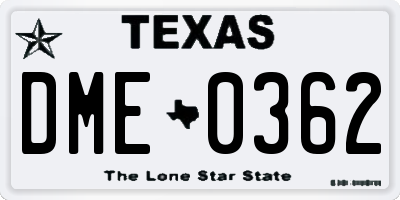 TX license plate DME0362
