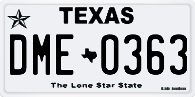 TX license plate DME0363