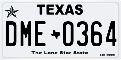 TX license plate DME0364