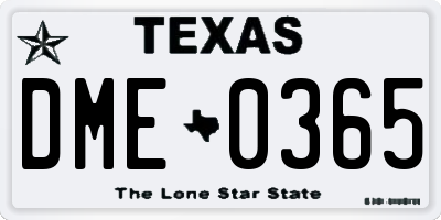 TX license plate DME0365