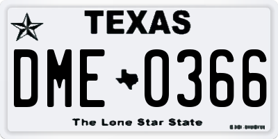TX license plate DME0366