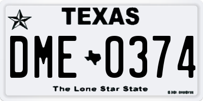 TX license plate DME0374