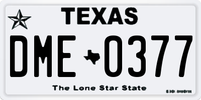 TX license plate DME0377
