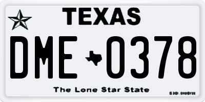 TX license plate DME0378