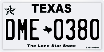 TX license plate DME0380