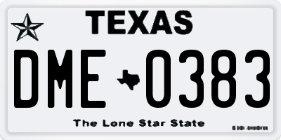TX license plate DME0383