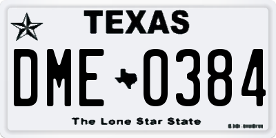 TX license plate DME0384