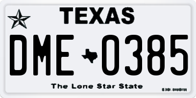 TX license plate DME0385