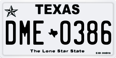 TX license plate DME0386