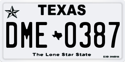 TX license plate DME0387