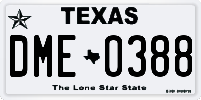 TX license plate DME0388
