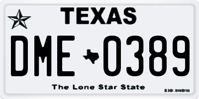 TX license plate DME0389