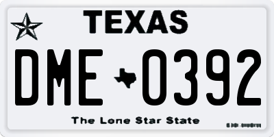 TX license plate DME0392
