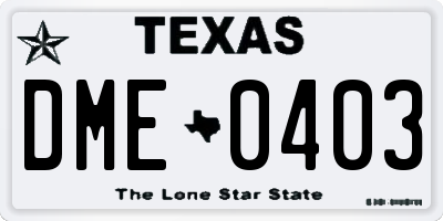 TX license plate DME0403