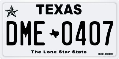 TX license plate DME0407