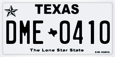 TX license plate DME0410