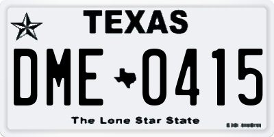 TX license plate DME0415