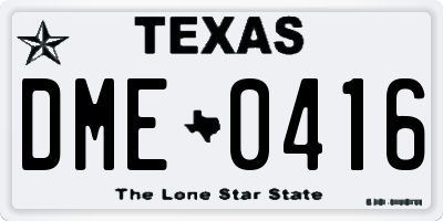 TX license plate DME0416