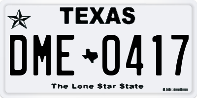TX license plate DME0417