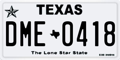 TX license plate DME0418
