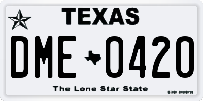 TX license plate DME0420
