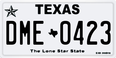TX license plate DME0423