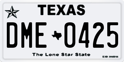 TX license plate DME0425