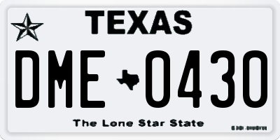 TX license plate DME0430