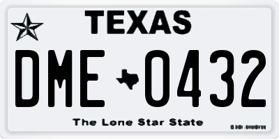 TX license plate DME0432