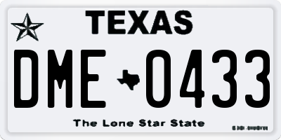 TX license plate DME0433