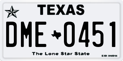 TX license plate DME0451