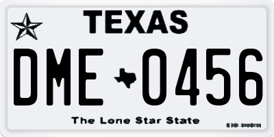 TX license plate DME0456