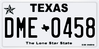 TX license plate DME0458
