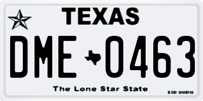 TX license plate DME0463