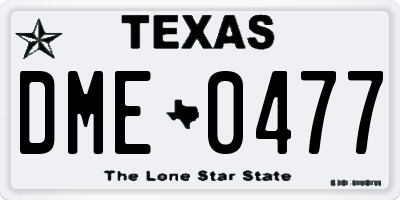 TX license plate DME0477