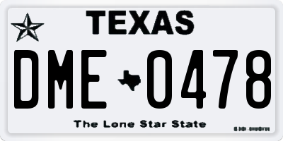 TX license plate DME0478