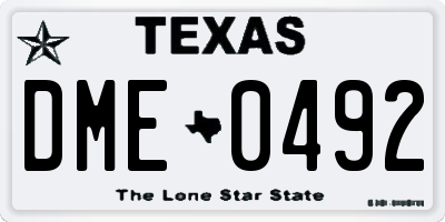 TX license plate DME0492