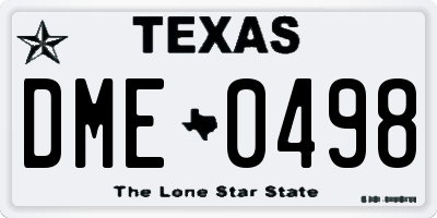 TX license plate DME0498