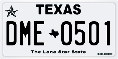 TX license plate DME0501