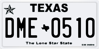 TX license plate DME0510