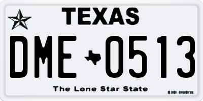 TX license plate DME0513