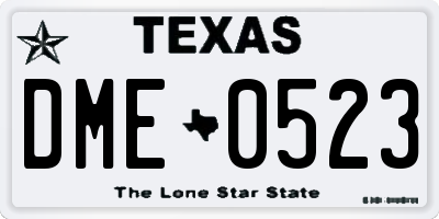 TX license plate DME0523