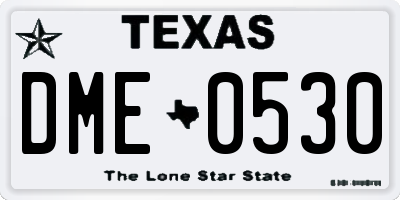 TX license plate DME0530