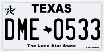 TX license plate DME0533