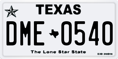TX license plate DME0540