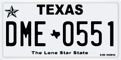 TX license plate DME0551