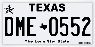 TX license plate DME0552