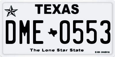 TX license plate DME0553