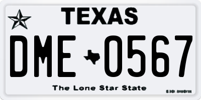 TX license plate DME0567